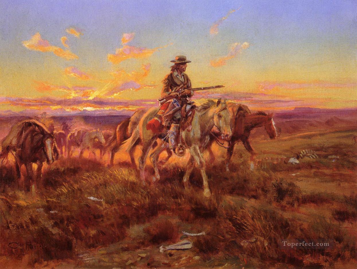 the free trader 1925 Charles Marion Russell Indiana cowboy Oil Paintings